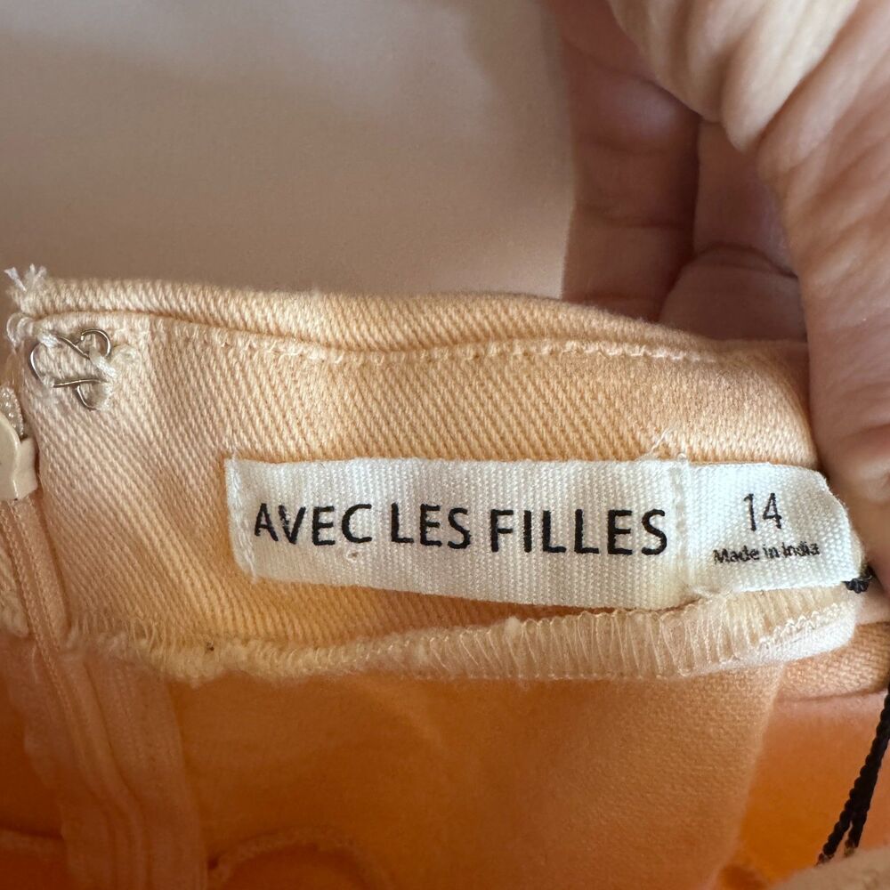 Womens Avec Les Filles 98% Cotton Peach Mini Denim Jean Dress Size 14 NWT - Picture 4 of 5